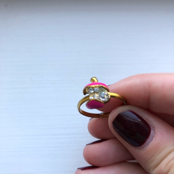 Vintage gold, pink & diamond bitten apple ring - Picture 3 of 7